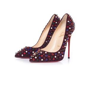 Christian Louboutin FOLLIES Studded Beaded Spiked Heels Pumps
